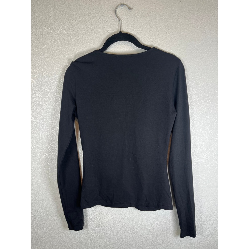NWT Madewell Shirred V-Neck Long-Sleeve Top (Ruched) Jet Black Medium - Picture 8 of 8